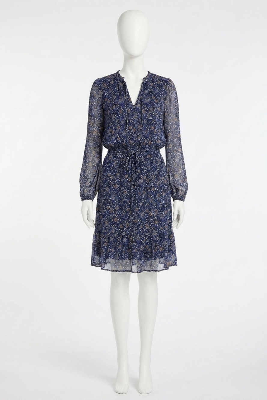 NEW KAREN KANE lauralee long sleeve tiered floral print dress in blue